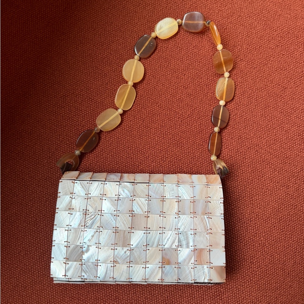 Mother of pearl hand stitched vintage bag